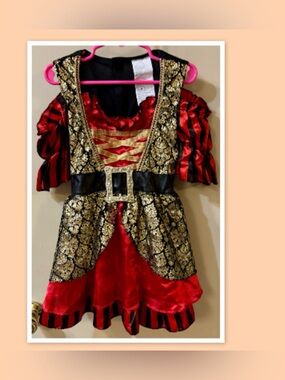 Girls' Red & Gold Embellished Petite Pirate Halloween Costume Dress